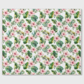 Tropische roze Hibiscus Flowers Cadeaupapier (Vlak)
