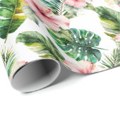 Tropische roze Hibiscus Flowers Cadeaupapier (Rol Hoek)