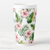 Tropische roze Hibiscus Flowers Latte Mok (Voorkant)