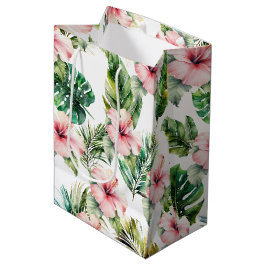 Tropische roze Hibiscus Flowers Medium Cadeauzakje