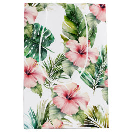 Tropische roze Hibiscus Flowers Medium Cadeauzakje