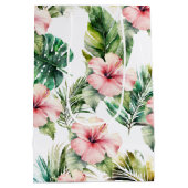 Tropische roze Hibiscus Flowers Medium Cadeauzakje (Achterkant)