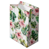 Tropische roze Hibiscus Flowers Medium Cadeauzakje (Achterkant Gekanteld)