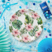 Tropische roze Hibiscus Flowers Papieren Bordje (Feest)