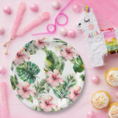 Tropische roze Hibiscus Flowers Papieren Bordje (Feest)