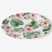 Tropische roze Hibiscus Flowers Papieren Bordje (Gekanteld)