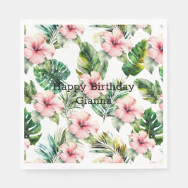 Tropische roze Hibiscus Flowers Servet