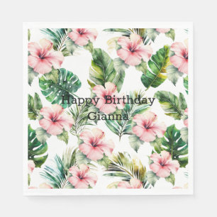 Tropische roze Hibiscus Flowers Servet