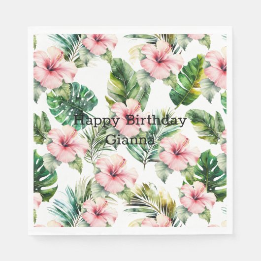 Tropische roze Hibiscus Flowers Servet (Voorkant)