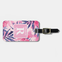 Tropische roze hibiscus gepersonaliseerd monogram