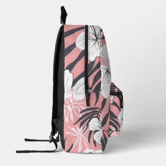 Tropische roze hibiscus gepersonaliseerd monogram bedrukte rugzak (Links)