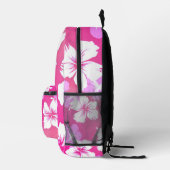 Tropische roze hibiscus gepersonaliseerd monogram bedrukte rugzak (Rechts)
