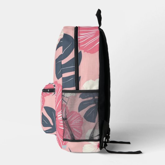 Tropische roze hibiscus gepersonaliseerd monogram bedrukte rugzak (Rechts)