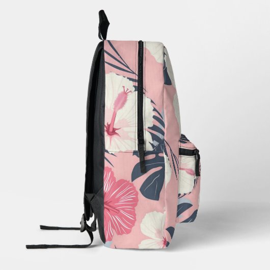 Tropische roze hibiscus gepersonaliseerd monogram bedrukte rugzak (Links)