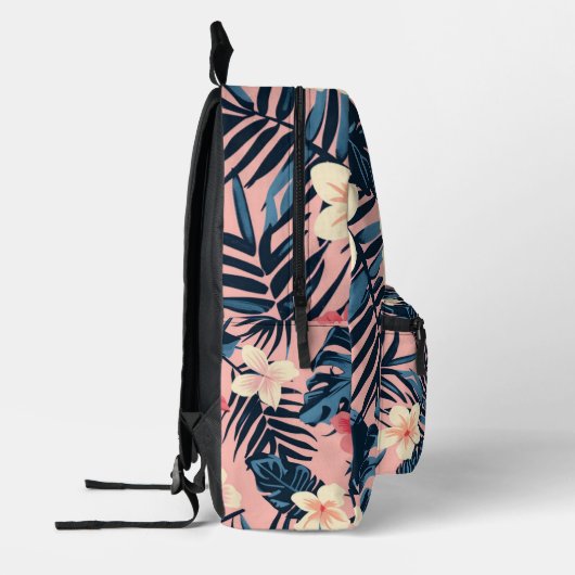 Tropische roze hibiscus gepersonaliseerd monogram bedrukte rugzak (Links)