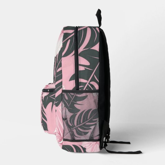 Tropische roze hibiscus gepersonaliseerd monogram bedrukte rugzak (Rechts)