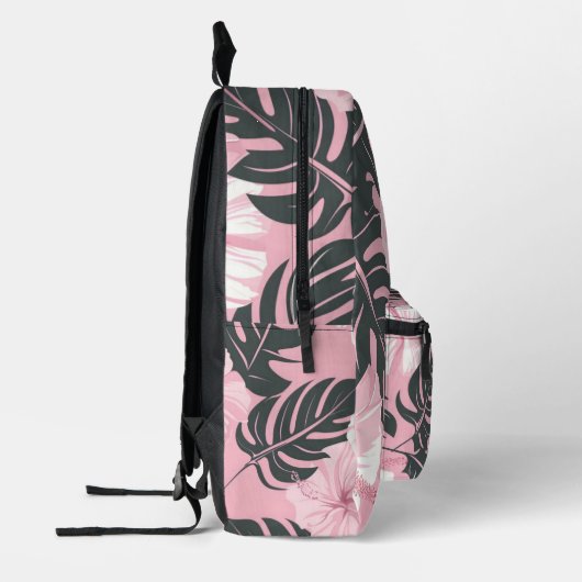 Tropische roze hibiscus gepersonaliseerd monogram bedrukte rugzak (Links)