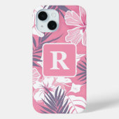 Tropische roze hibiscus gepersonaliseerd monogram Case-Mate iPhone case (Achterkant)