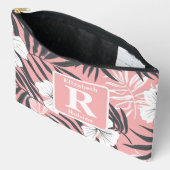 Tropische roze hibiscus gepersonaliseerd monogram etui (Open)