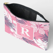 Tropische roze hibiscus gepersonaliseerd monogram etui (Open)