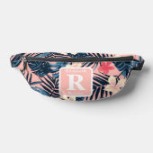 Tropische roze hibiscus gepersonaliseerd monogram heuptasje (Liggend)