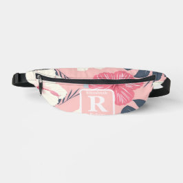 Tropische roze hibiscus gepersonaliseerd monogram heuptasje