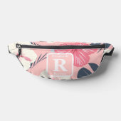 Tropische roze hibiscus gepersonaliseerd monogram heuptasje (Liggend)