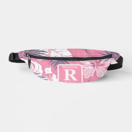 Tropische roze hibiscus gepersonaliseerd monogram heuptasje