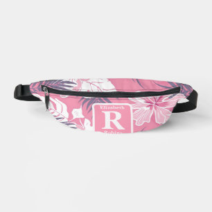 Tropische roze hibiscus gepersonaliseerd monogram heuptasje