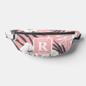 Tropische roze hibiscus gepersonaliseerd monogram heuptasje (Liggend)