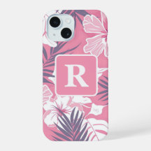 Tropische roze hibiscus gepersonaliseerd monogram