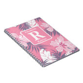 Tropische roze hibiscus gepersonaliseerd monogram notitieboek (Rechterzijde)