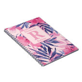 Tropische roze hibiscus gepersonaliseerd monogram notitieboek (Rechterzijde)