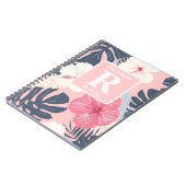 Tropische roze hibiscus gepersonaliseerd monogram notitieboek (Linkerzijde)