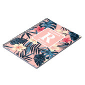 Tropische roze hibiscus gepersonaliseerd monogram notitieboek (Linkerzijde)