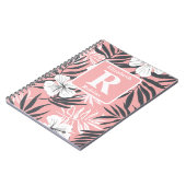 Tropische roze hibiscus gepersonaliseerd monogram notitieboek (Linkerzijde)