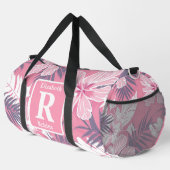 Tropische roze hibiscus gepersonaliseerd monogram plunjezak (Rechterhoek)