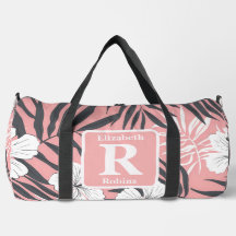 Tropische roze hibiscus gepersonaliseerd monogram