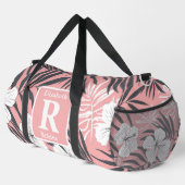 Tropische roze hibiscus gepersonaliseerd monogram plunjezak (Rechterhoek)