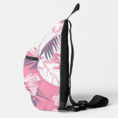 Tropische roze hibiscus gepersonaliseerd monogram sling bag (Rechts)