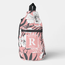 Tropische roze hibiscus gepersonaliseerd monogram