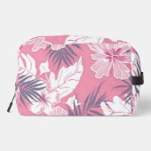Tropische roze hibiscus gepersonaliseerd monogram toilettasje (Achterkant)