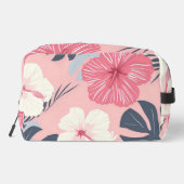 Tropische roze hibiscus gepersonaliseerd monogram toilettasje (Achterkant)