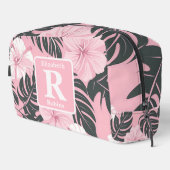 Tropische roze hibiscus gepersonaliseerd monogram toilettasje (Rechterhoek)