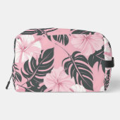 Tropische roze hibiscus gepersonaliseerd monogram toilettasje (Achterkant)