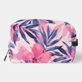 Tropische roze hibiscus gepersonaliseerd monogram toilettasje (Achterkant)