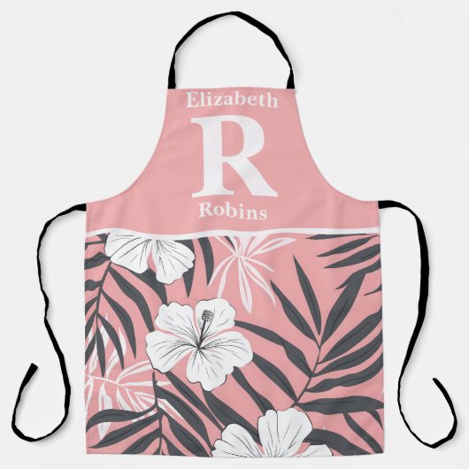 Tropische roze hibiscus gepersonaliseerd schort (Voorkant)
