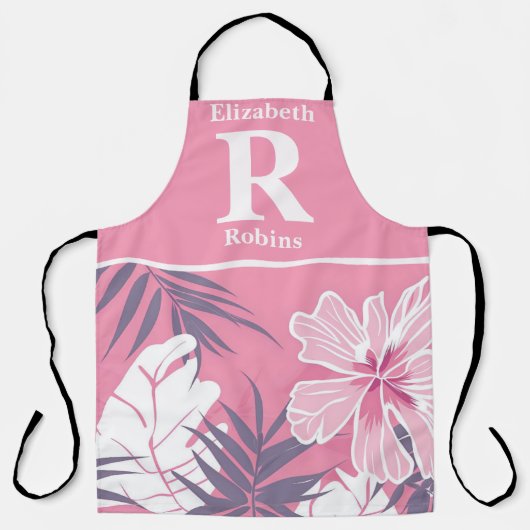 Tropische roze hibiscus gepersonaliseerd schort (Voorkant)