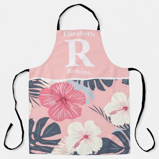 Tropische roze hibiscus gepersonaliseerd schort (Voorkant)