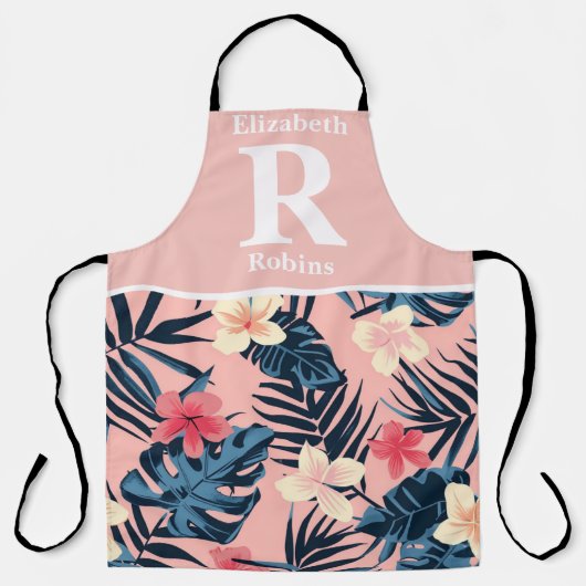 Tropische roze hibiscus gepersonaliseerd schort (Voorkant)